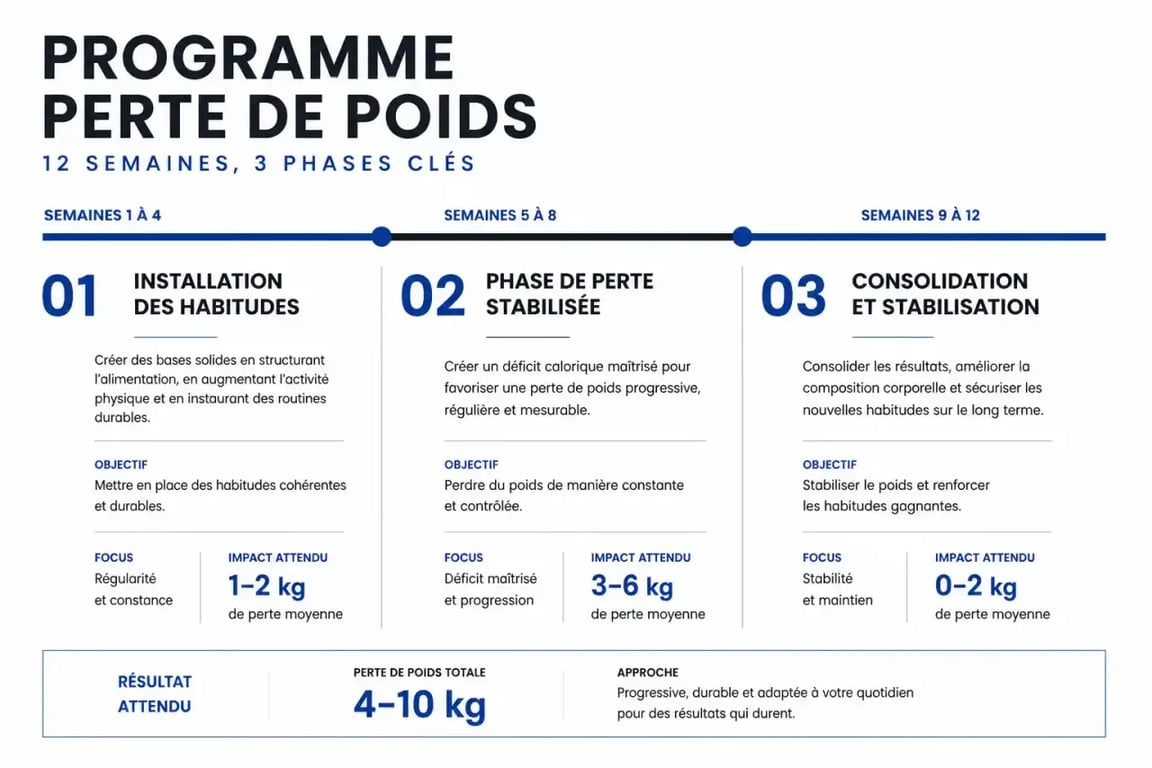Programme perte de poids en 3 phases sur 12 semaines