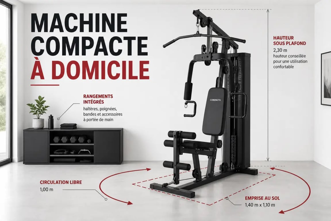 Machine de musculation compacte installée à domicile