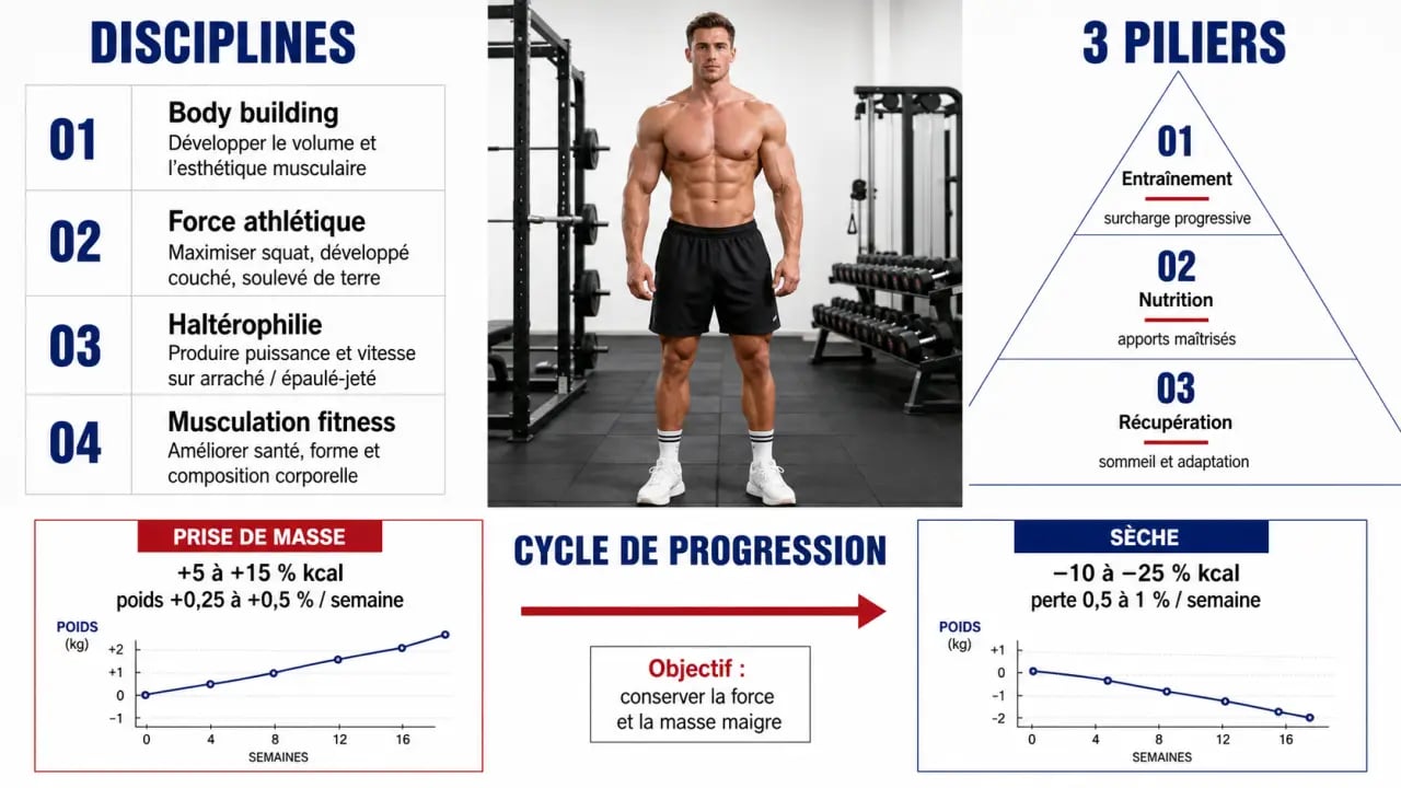 Body building : comparatif des disciplines, des piliers d’entraînement, de nutrition et de récupération